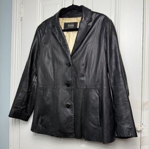 Pelle Studio Wilson Jacket Womens XL Black Leather Single Breasted Button Front